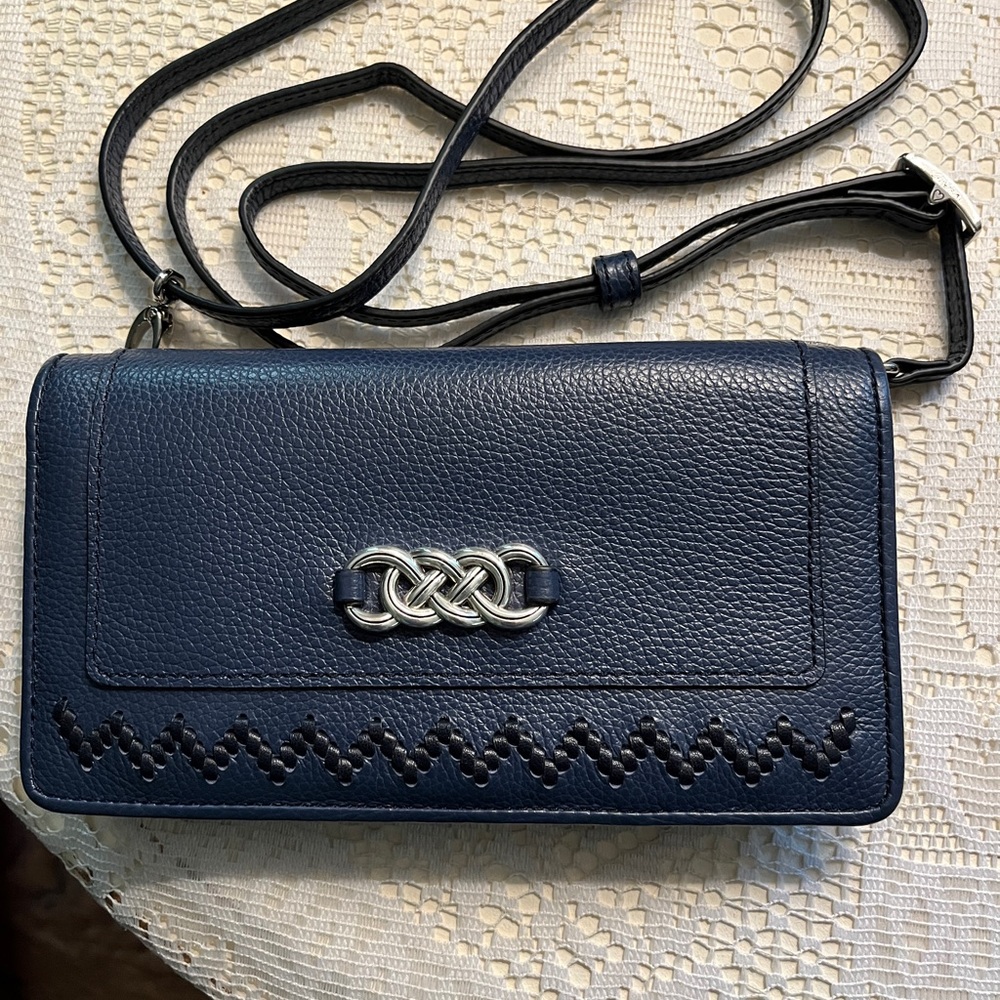 EUC Brighton French Blue Interlock Rockmore Wallet Crossbody $230